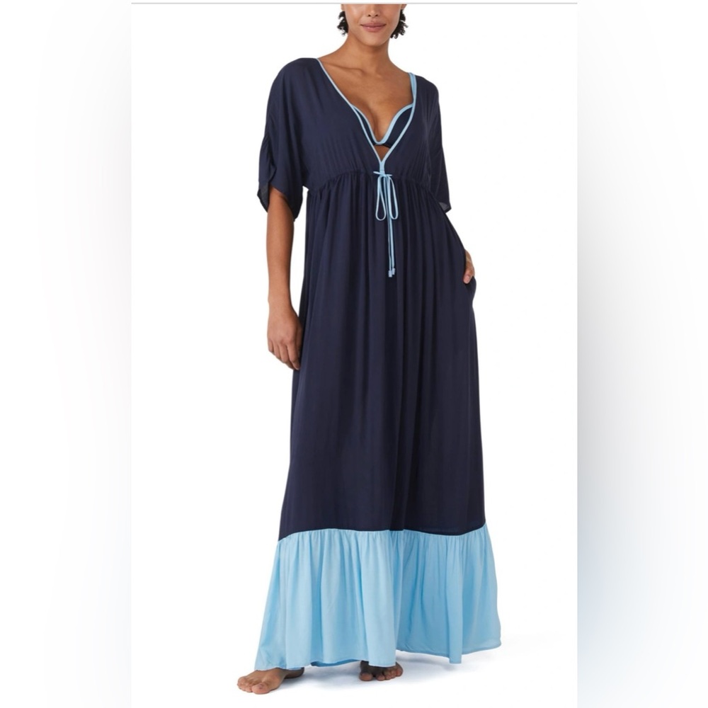 Kate Spade Color Block Midi Cover Up Dress NWT Color Blazer Blue